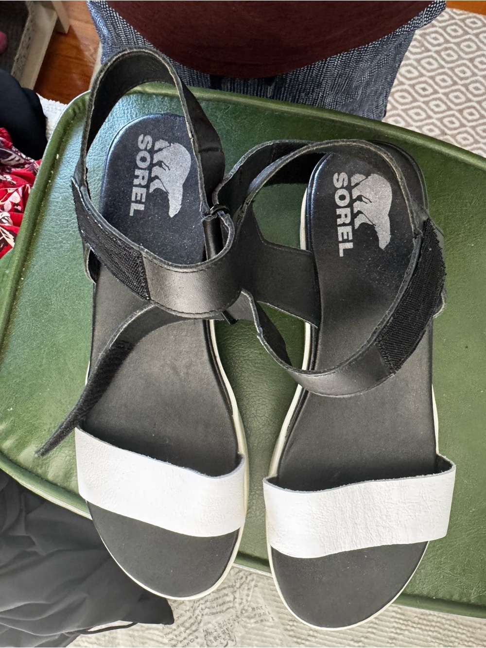 Sorel Women's Black and White Adjustable Sandal